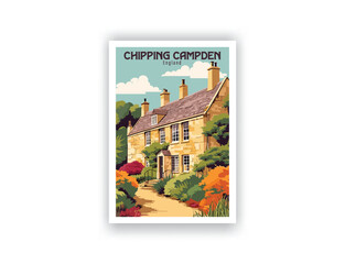 Chipping Campden, England. Vintage Travel Posters. Vector art. Famous Tourist Destinations Posters Art Prints Wall Art and Print Set Abstract Travel for Hikers Campers Living Room Decor