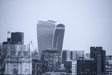 New London skyline, air view