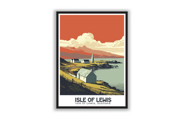 Isle Of Lewis, Scotland. Vintage Travel Posters. Vector art. Famous Tourist Destinations Posters Art Prints Wall Art and Print Set Abstract Travel for Hikers Campers Living Room Decor