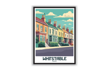 Whitstable, Kent. Vintage Travel Posters. Vector art. Famous Tourist Destinations Posters Art Prints Wall Art and Print Set Abstract Travel for Hikers Campers Living Room Decor