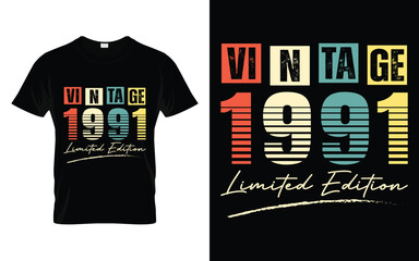 Vintage 1991 Limited Edition Happy Birthday Legend Gifts T-shirt