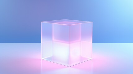 The 3D cube stands gracefully against a clean, calm color backdrop, forming a serene and structured visual space