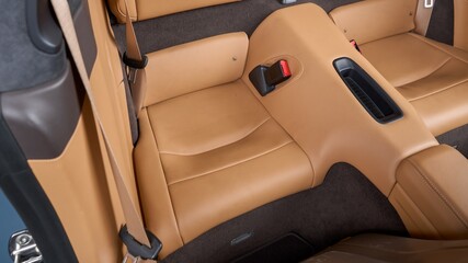 Tan leather car backseats