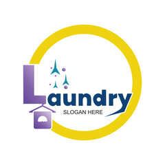 Laundry logo design concept Premium Vector