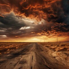 Closed Road at Stormy Sunset