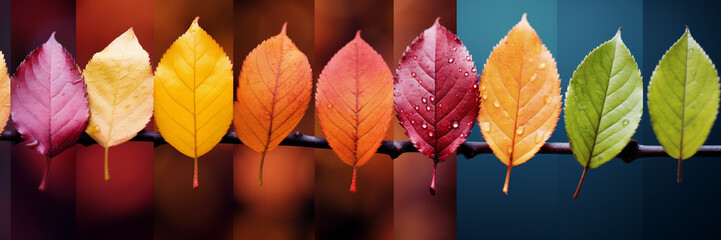 Autumn leaves as a background. Yellow and red leaves, autumn colors.