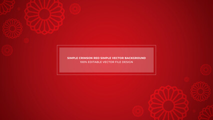 Monochromatic Crimson Red With Outline Flowers Decoration Simple Vector Background

