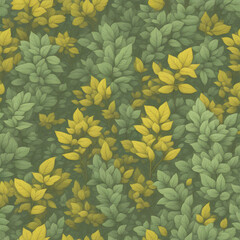 Forest Mint Yellow Pattern Illustration Art Generative AI.