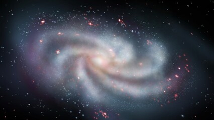 Galaxy view from telescope in a Cartoon style surrounded by stars