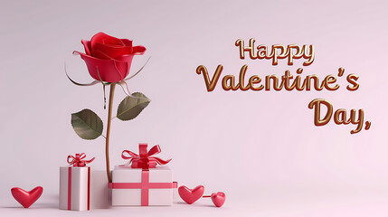 card with roses the perfect time to fine your valentine partner, February, enjoy a banner showcasing roses and a gift box, complemented by copyspace. This elegantly sleek design is perfect valentine.