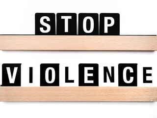 Stop violence text on a white background