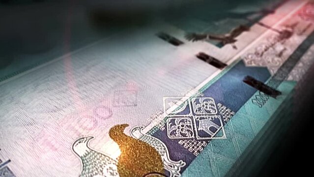 Gambia money Gambian dalasis counting. GMD banknotes. Fast cash note count macro loop. Business, finance and economy. Loopable and seamless concept.