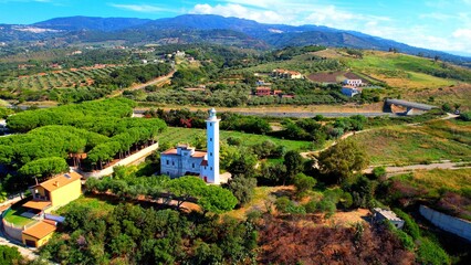 Obraz premium Capo Suvero lighthouse - Falerna - Italy - Calabria - Aerial view of the coast