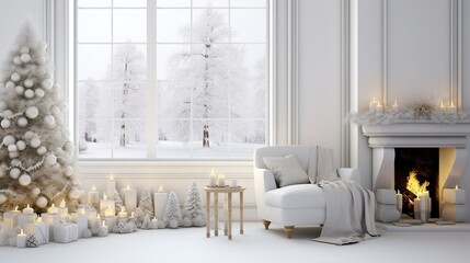 white room interior in winter