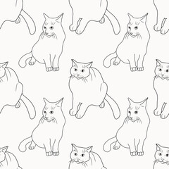 Vector pattern outline of cats in different poses