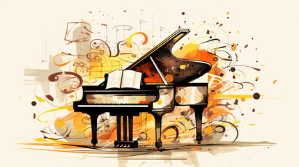 Piano and musical notes illustrations