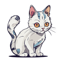 Cute cat cartoon character vector image. Illustration of funny kitty meow design graphic image