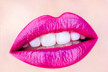 Sensual mouth. Beauty sensual lips. Sexy lips, lip care and beauty. Lipstick or lipgloss. Beautiful...