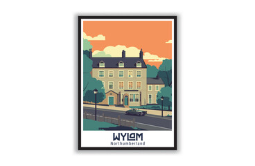 Wylam, Northumberland. Vintage Travel Posters. Vector art. Famous Tourist Destinations Posters Art Prints Wall Art and Print Set Abstract Travel for Hikers Campers Living Room Decor