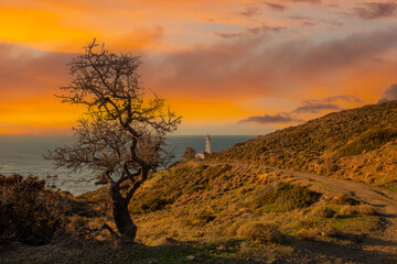 Sarpincik Lighthouse, Karaburun, Izmir, in Turkey