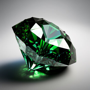 Beautiful green color diamond white background AI Generated image