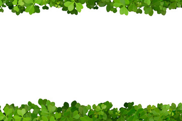 St.Patrick 's Day. Banner border with green clover leaves. 3D rendering.