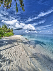 White beach, crystal clear water, the paradise of the Maldives - 707223760