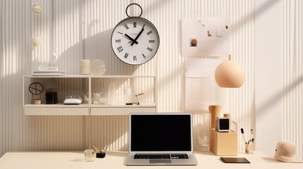 desk with clock