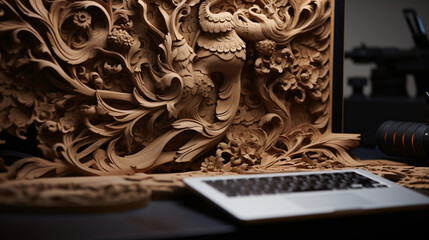 Production process of artistic wood carving