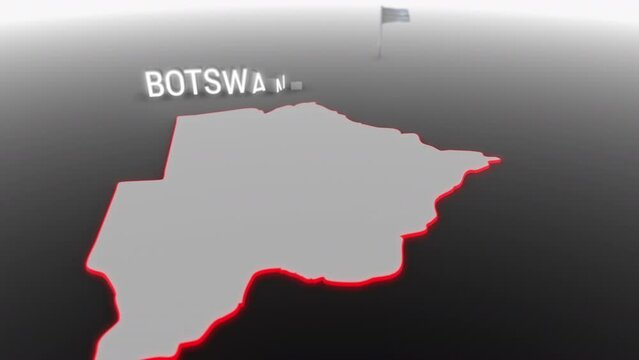 3d animated map of Botswana gets hit and fractured by the text &ldquo;Climate Crisis&rdquo;