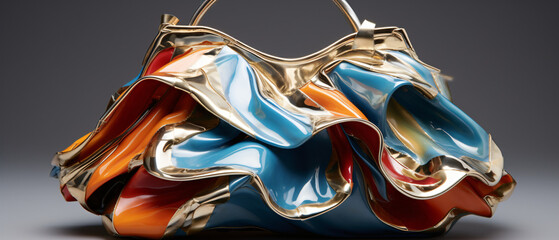 Purse made of paint folded into convolutions