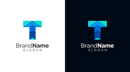 Letter T logo design for various types of businesses and company. colorful, modern, geometric letter T logo