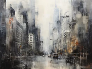 Fotobehang Beautiful new york city style abstract painting picture AI Generated Image © Indronath