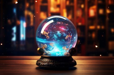 Transparent Magic glass ball. Astrology sphere teller. Generate Ai