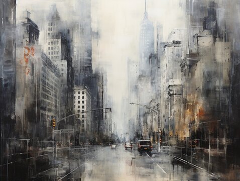 Beautiful new york city style abstract painting picture AI Generated Image