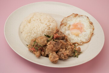 Butter chicken salted egg chicken fried egg and rice