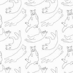 Vector pattern outline of cats in different poses
