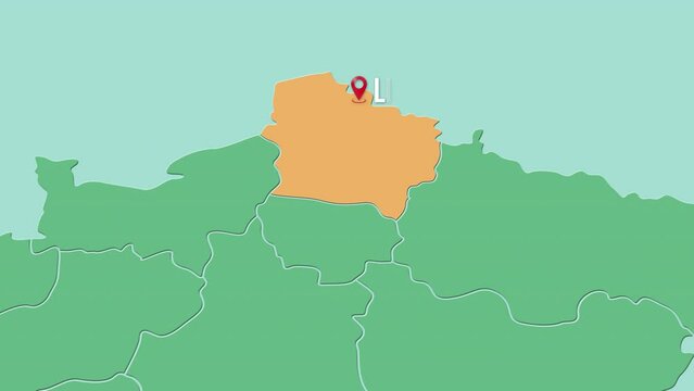 Mapa de Francia con divisi&oacute;n pol&iacute;tica resaltando la ciudad de LILLE