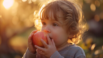 Fototapeta na wymiar Comiendo una manzana