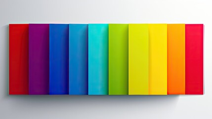Fototapeta na wymiar Multi-colored rectangular vertical stripes in a row on a white background