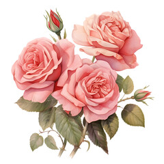 Vintage Rose Watercolor Clipart, Classic Rose Illustration, Valentine Rose PNG 