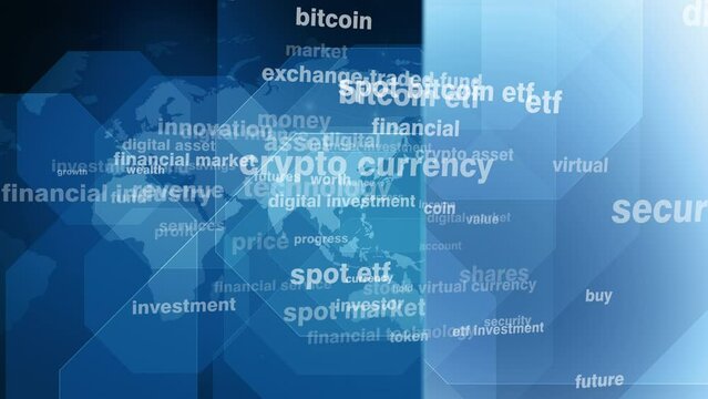 Bitcoin etf low risk financial investment with background of progress and growth in digital market allowing for hold and trade of crypto assets and digital currencies in exchange traded fund