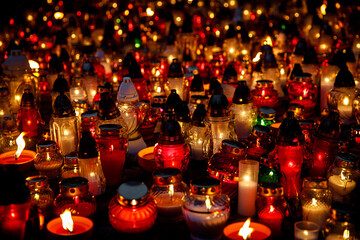 Warm glow of festive candles in a dark evening. Christmas decorations creating a festive atmosphere