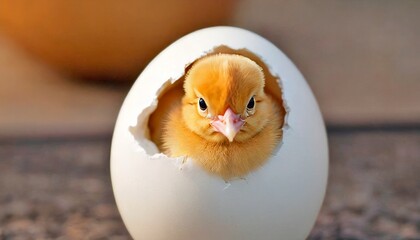 newborn cute chick hatched from egg