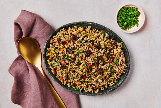 Wild rice with almonds and cranberries  - Powered by Adobe