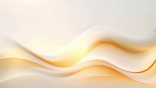 white smooth flowing waves with curved golden lines abstract motion background. Seamless looping. Video animation Ultra HD 4K 3840x2160