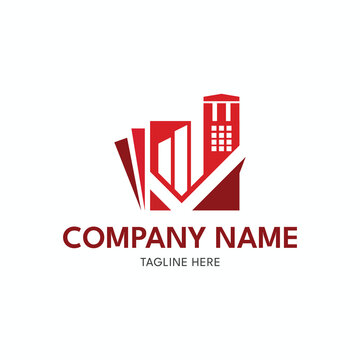 Building logo vector template. Red logo design. Illustration