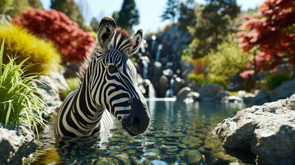 Fototapeta na wymiar zebra in aquarium