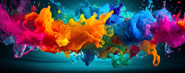 Vibrant splashes of colors blending together, creating a lively and artistic backdrop for any product