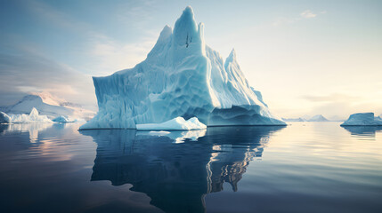 Icebergs in the artic sea, arctic landscape and seascape - obrazy, fototapety, plakaty